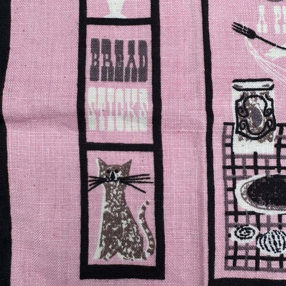Vintage Kitchen Hand Towel 1960s Townhouse Linen Sewell Jackson Pink Kitschy MCM - Picture 8 of 13